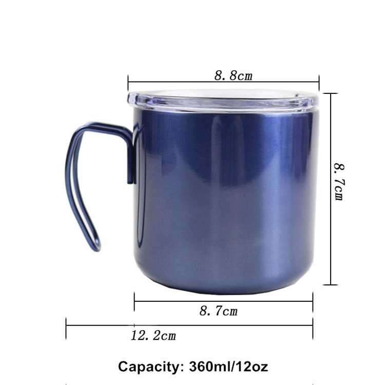 Custom Logo 15 Oz Double Wall Stainless Steel Vacuum Insulated Powder Coated Regular Tumbler Coffee Travel Mug