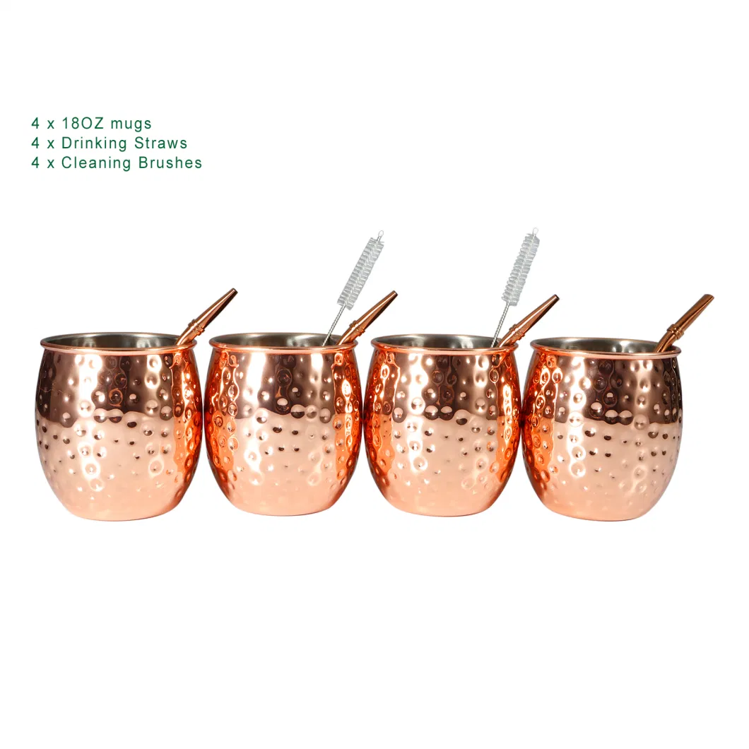 Custom Hot Sell Beer Cocktail Cups Party Hammer Copper Plated Stainless Steel Moscow Mule Mug