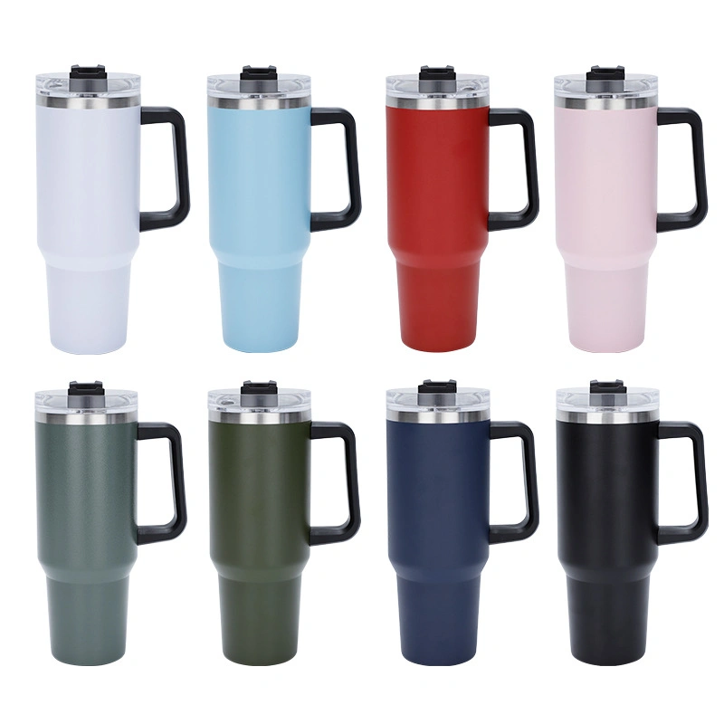 Convenient Auto Portable Water Bottle Stainless Steel Tumbler Mug with Handle