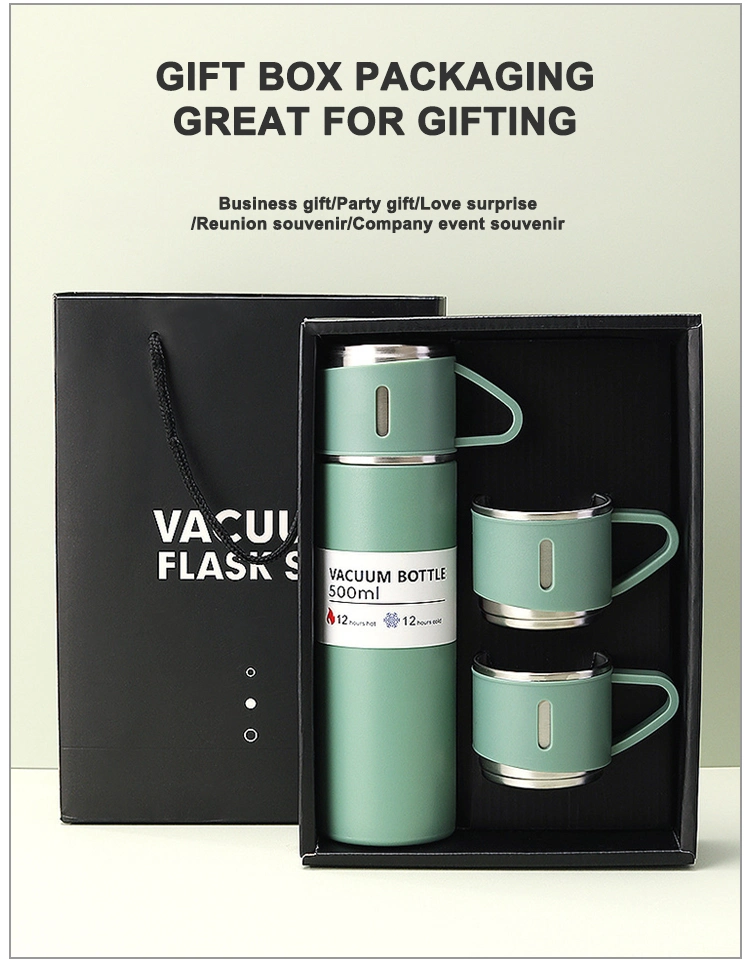 Hot Selling Stainless Steel Vacuum Bottle Set Sport Double Wall Flask Hot Water Insulated with Cups Gift Set Thermo Bottle