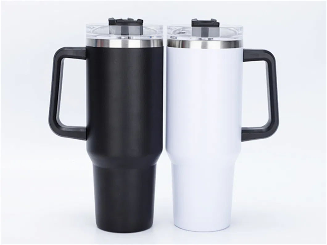 Convenient Auto Portable Water Bottle Stainless Steel Tumbler Mug with Handle
