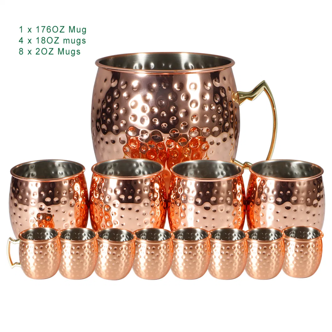 Custom Hot Sell Beer Cocktail Cups Party Hammer Copper Plated Stainless Steel Moscow Mule Mug